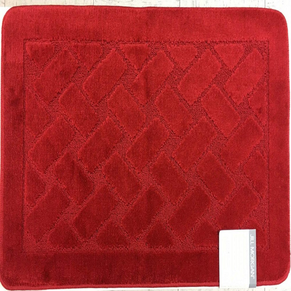 Basketweave Sculptured Bathroom Rug with Non Skid Back (Red, 18" x 30")