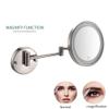 Yu Ru Wall Mirror for Bathroom, 8-Inch Wall Mounted Makeup Mirror, Magnifying Wall Bathroom Mirror with LED Lights, 360 Degree Swivel, Extendable Arm, Round, Plug Operated view 3