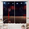 Basketball Curtains Empty Court Sport Arena Wood Floor Print Blackout Rod Pocket Curtains for Bedroom Living Room Kitchen Decor Thermal Insulated Window Drapes 2 Panel Set 84x84in view 1