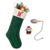 Christmas Stockings with Initials, Personalized Embroidered Monogram 18 Inches Knitted Christmas Stockings Fireplace Xmas Stockings for Kids,Family Holiday Party Decoration Green and White Letter M view 1