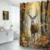YOZSLGU Country Rustic Shower Curtain Fall Forest Deer Wildlife Hunting Nature Bathroom Decor Curtains Set with Hooks view 3