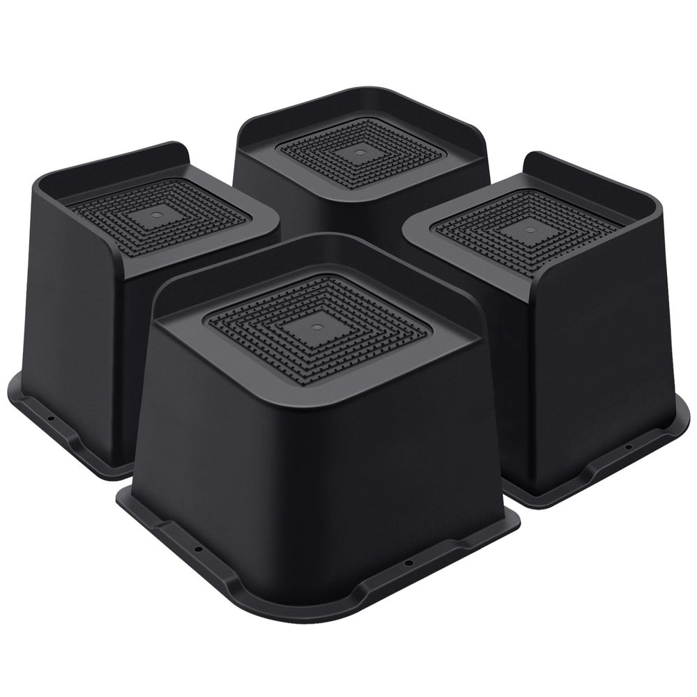 ANNKUT Bed Risers 4 Inch Heavy Duty, Furniture Risers for Bed Desk Table Sofa CouchOversized Bed Lifts Risers, Support up to 5000 Lbs(4 Pack Black)