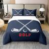 100% Nature Cotton Golf Club Duvet Cover King Size,Boys Men Sports Theme Ball Game Super Soft Bedding Set for Kids Teens,Retro Navy Blue Print Comforter Cover Bedding 3 Piece (No Comforter) view 1