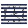 FortuneHouse8 Wall ClockClassical Nautical Stripe Battery Operated Clocks Silent Non-Ticking Wallclock Navy Blue Square Wall Clocks for Living Room Bedroom Kitchen Office Bathroom Home Decor view 1
