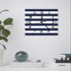 FortuneHouse8 Wall ClockClassical Nautical Stripe Battery Operated Clocks Silent Non-Ticking Wallclock Navy Blue Square Wall Clocks for Living Room Bedroom Kitchen Office Bathroom Home Decor view 3