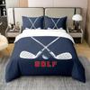 100% Nature Cotton Golf Club Duvet Cover Queen Size,Boys Men Sports Theme Ball Game Super Soft Bedding Set for Kids Teens,Retro Navy Blue Print Comforter Cover Bedding 3 Piece (No Comforter) view 1