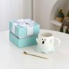 450ml/15.21oz Strange Ceramic Genie Mug The microwave oven can be used to pack water cups in a gift box for office home-Green (funny)+gift box+gold spoon-450 view 2