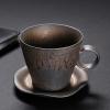 200ml/6.67oz Vintage ceramic Caff Americano coaster set ins style flush ear coffee with creative gilded cup for office home-Gilded Beichen Round Cup Cushion-201-300ml view 3