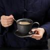 200ml/6.67oz Vintage ceramic Caff Americano coaster set ins style flush ear coffee with creative gilded cup for office home-Gilded Beichen Round Cup Cushion-201-300ml view 4