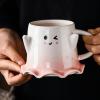 450ml/15.21oz Strange Ceramic Genie Mug The microwave oven can be used to pack water cups in a gift box for office home-Pink (aggrieved)+gift box+gold spoon-450 view 3