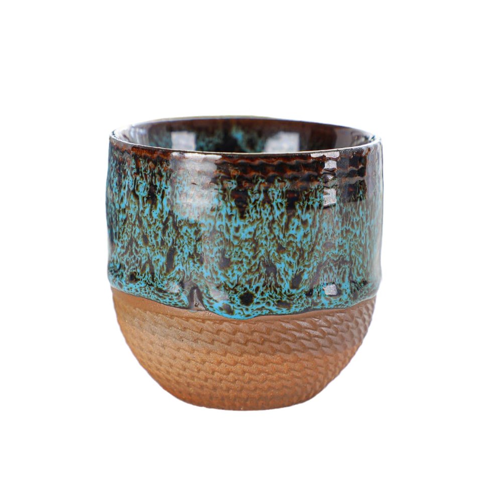 100ml/3.38oz Creative Japanese Kiln Change Concentrated Flow Glaze Coffee cup Rough Pottery Vintage Lahua Tea Cup-(Tianqing) 150ml-101-200ml