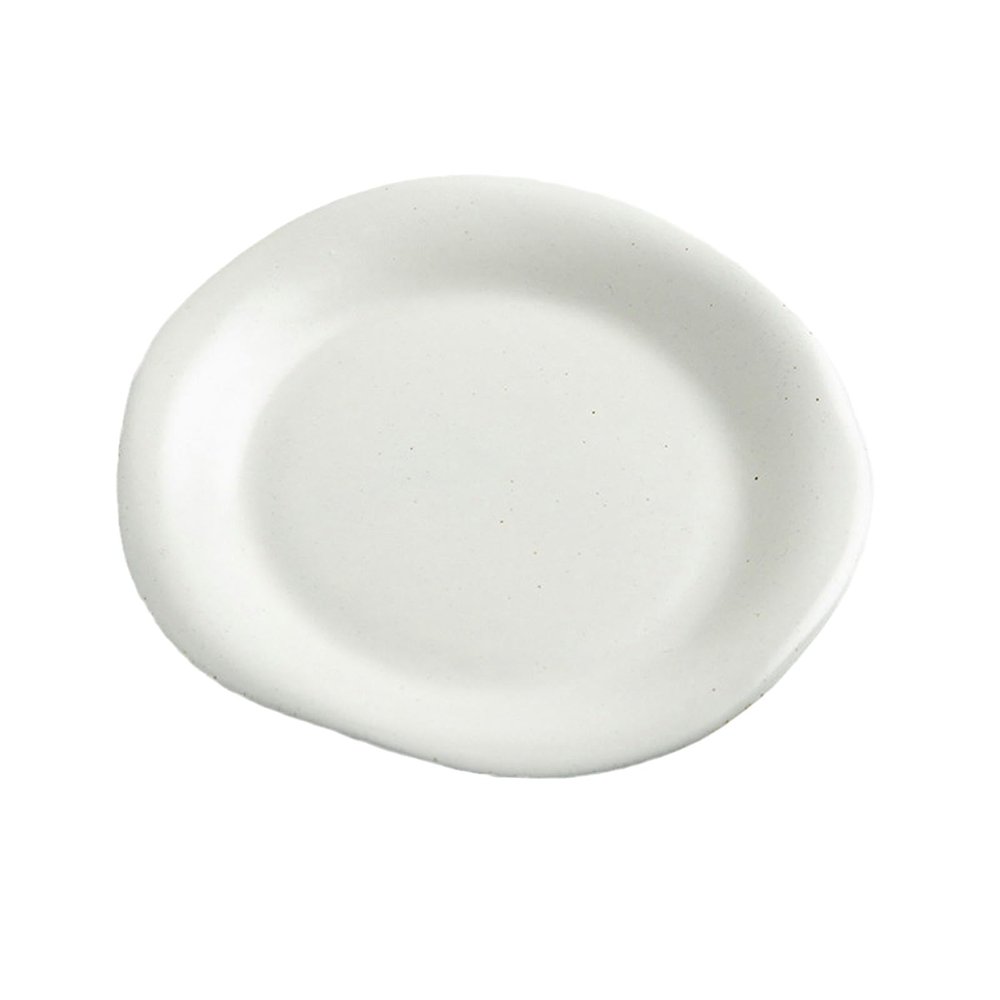 200ml/6.67oz Nordic style white large capacity Coffee cup handmade Japanese retro ceramic art Coffee cup for office home-Round Small Plate - White-201-300ml