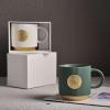 300ml/10.14oz Ceramic bronze seal Mug microwave oven can be used for business household restaurant vertical Coffee cup for office home-Gilded Green-301-400ml view 4