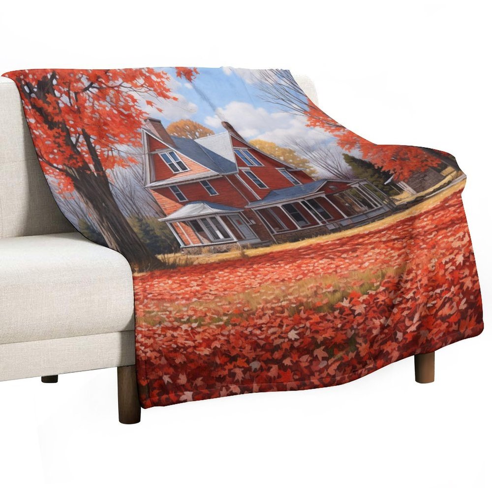 Blanket Maple Leaves Farmhouse Throw Blanket Fall Autumn Seasonal Theme Ultra Soft Bedspread Microfiber Blankets Home Decor for Bed Couch Chair Living Room for Adults 50"x60"