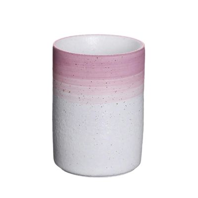 200ml/6.67oz Japanese Colorful Espresso Cup Vintage Ceramic Hotel Home stay Couple Mouthwash Cup for office home-Pink Line - Straight Body-201-300ml