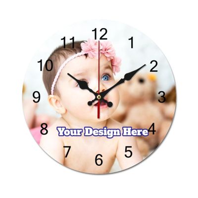 Custom Personalized Photo Text Wall Clock Add Your Picture/Logo Wooden Clock Design Your Own Clock Battery Operated Silent Clock Customized Wedding Gift Monogram Last Name Clock Add Your Design 16"