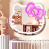 MCJSGSP Anime Hello Kit Cat Neon Sign Mirror L16.1 W14 Vanity Mirror with Lights Bedroom Wall Mirror for Pink Room Decor and a Makeup Mirror with Lights Teen Girl Gifts view 1