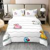 Erosebridal Cartoon Duck 100% Cotton Duvet Cover for Kids Boys Girls,Colorful Duck Bedding Set King,Cute Hand Drawn Duck Wave Lines Comforter Cover,Lovely Farmhouse Animal Bed Sets with 2 Pillowcases view 1