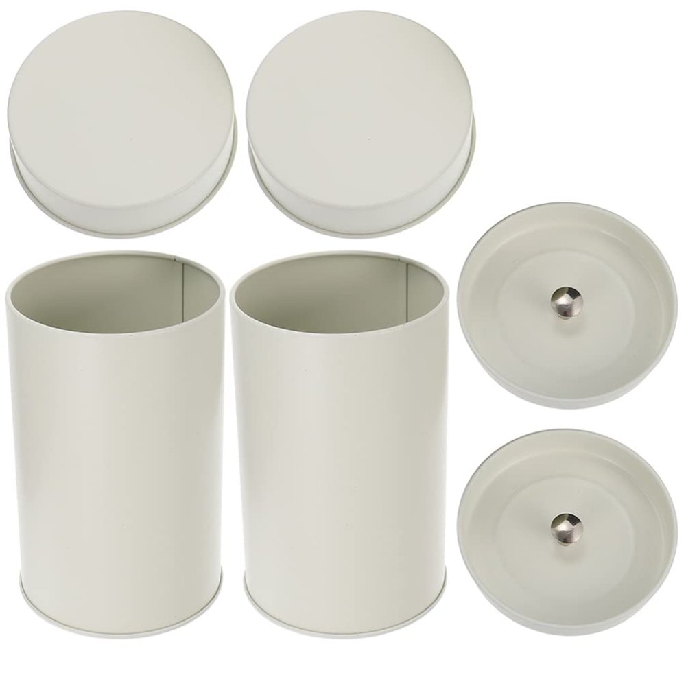 Cereal Container Tinplate Tea Canister 2Pcs Rustic Coffee Sugar Tins with Double Lids Farmhouse Airtight Kitchen Canister for Flour Sugar Coffee Bean Tea Storage White Kitchen Canisters/1178 ( Color :