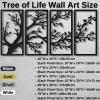ICEWQOQU Tree of Life Wall Art, 4 Panel Metal Decor, Home Decoration (79" W x 39" H / 200x100 cm, Black) view 3