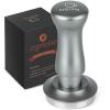 MEION Espresso Tamper 49mm Coffee Tamper, Calibrated Dual Spring Loaded Barista Tamper with Stainless Steel Base, Comes with aluminum storage pad (49MM, Silver) view 1