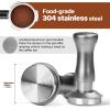 MEION Espresso Tamper 49mm Coffee Tamper, Calibrated Dual Spring Loaded Barista Tamper with Stainless Steel Base, Comes with aluminum storage pad (49MM, Silver) view 4