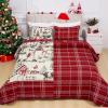 FRAMICS 3 Piece Christmas Reversible Quilt Set Queen Size, Red Plaid Printed Quilt, Snowman Moose Christmas Farmhouse Quilts, Lightweight Comforter Set, 90" x 90", 1 Quilt+ 2 Pillow Shams view 3