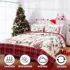 FRAMICS 3 Piece Christmas Reversible Quilt Set Queen Size, Red Plaid Printed Quilt, Snowman Moose Christmas Farmhouse Quilts, Lightweight Comforter Set, 90" x 90", 1 Quilt+ 2 Pillow Shams view 4