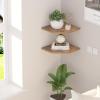 JJL Corner Wall Shelf, 10.4 Inch Wooden Corner Shelves, Set of 2 Floating Shelf for Wall Storage, Wall Mount Corner Shelves for Room Decoration, Rust Brown view 2