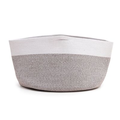 Royal Sapphire XXXLarge Cotton Rope Basket 32"x13.5" - Woven Laundry Blanket & Basket with Handle - Storage for Comforter, Cushions, Thread & Laundry - Stylish and Durable Organize grey