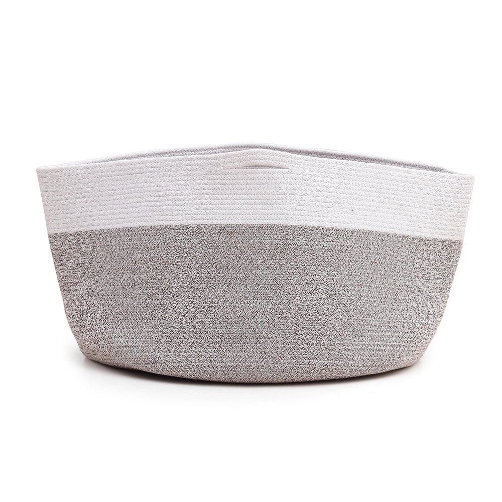Royal Sapphire XXXLarge Cotton Rope Basket 32"x13.5" - Woven Laundry Blanket & Basket with Handle - Storage for Comforter, Cushions, Thread & Laundry - Stylish and Durable Organize grey