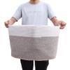 Royal Sapphire XXXLarge Cotton Rope Basket 32"x13.5" - Woven Laundry Blanket & Basket with Handle - Storage for Comforter, Cushions, Thread & Laundry - Stylish and Durable Organize grey view 2