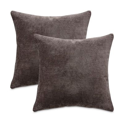 Michael Amini The Smith Gray Chenille Pillow Set of 2 with Soft Plush Texture, 100% Polyester Fabric, Durable and Stylish Decorative Cushions for Living Room or Bedroom