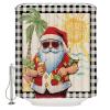 Merry Christmas Shower Curtain for Bathroom 72" x 72" Santa Claus Beach Summer Bufflao Check Plaid Shower Curtain with Hooks Polyester Waterproof Home Bathtub Decor view 1