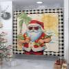 Merry Christmas Shower Curtain for Bathroom 72" x 72" Santa Claus Beach Summer Bufflao Check Plaid Shower Curtain with Hooks Polyester Waterproof Home Bathtub Decor view 3