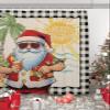 Merry Christmas Shower Curtain for Bathroom 72" x 72" Santa Claus Beach Summer Bufflao Check Plaid Shower Curtain with Hooks Polyester Waterproof Home Bathtub Decor view 4