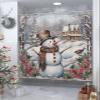 Christmas Shower Curtain for Bathroom 66" x 72" Xmas Tree Winter Snow Snowman Rustic Farmhouse Shower Curtain with Hooks Polyester Waterproof Home Bathtub Decor view 3