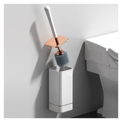 MOOWI Toilet Brush Toilet Brush Long Handle with Base Set Home Wash Toilet Toilet Cleaning Brush Home Cleaning Helper Toilet Brush Bathroom Brush and Holder (Color : Gold)