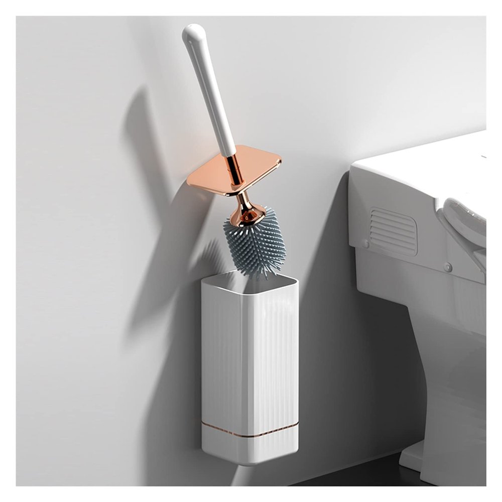 MOOWI Toilet Brush Toilet Brush Long Handle with Base Set Home Wash Toilet Toilet Cleaning Brush Home Cleaning Helper Toilet Brush Bathroom Brush and Holder (Color : Gold)