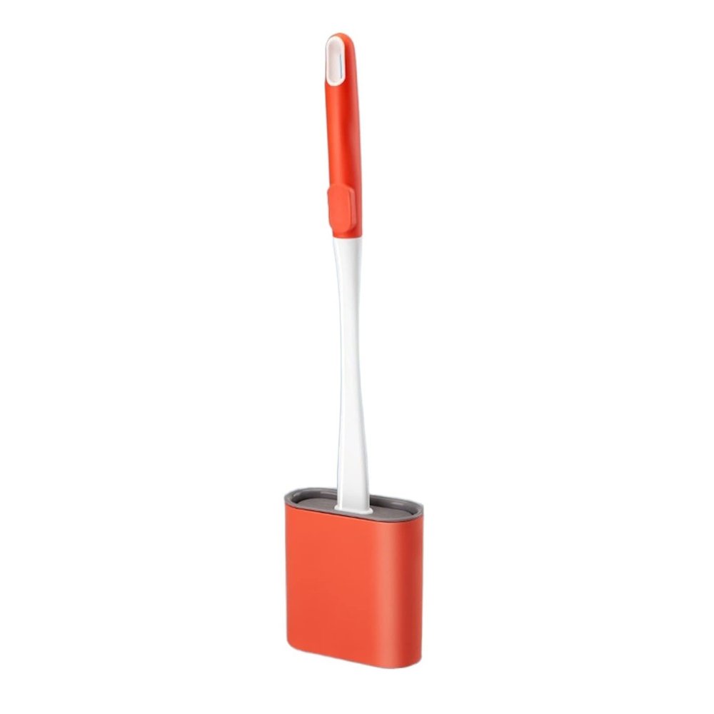 MOOWI Toilet Brush Silicone Toilet Household Toilet Brush Toilet Brush Wall-Mounted Toilet Set Tough and Durable Storage Convenient Toilet Brush Bathroom Brush and Holder (Color : 01)