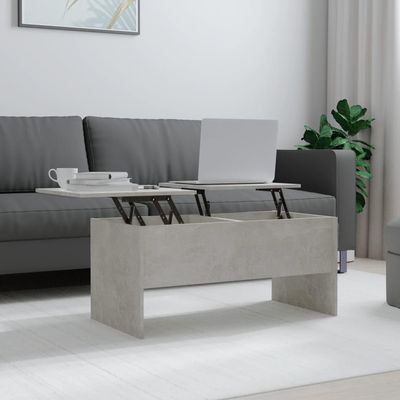 BUKSCYJS Coffee Table,Lift-Top Dining Table, Open Coffee Table Suitable for Living Room, Office, Balcony, Family Living Room Concrete Gray 40.2"X19.9"X18.3" Engineered Wood