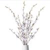 Ammyoo Artificial Faux Plants Flowers Indoor Spring Summer Decor, 4 Bundles Fake Silk Plum Blossom,Faux Silk Cherry Blossom Branches for Wedding Office Party Hotel Home Decor, Vase Not Included(White) view 1