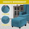 Stretch Foot Stool Ottoman Cover Slipcover, Square Footstools Covers Velvet Ottoman Covers Foot Stool Ottoman Cover,Furniture Protector for Living Room Bedroom (Peacock Blue, Large) view 2