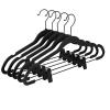 MIZGI Premium All Black Velvet Pants Hangers with Adjustable Clips (Pack of 20) Slim Skirt Hangers- Non Slip Felt Outfit Dress Hangers- Black Hooks,Space Saving Shirt Clothes Hangers view 1
