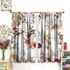 Autumn Curtains, Boho Pumpkins Rustic Fall Thanksgiving Harvest Farmhouse Floral Leaves Print Window Treatments for Kitchen Bedroom Living Room Cafe 42x54 Inch view 3