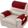 ZGDDPZA Armrest Chair Covers with Headrest, Soft Fleece Armchair Armrest Protectors with Storage Pockets, Non-Slip Furniture Covers for Leather & Fabric Chairs, Pet-Friendly (Wine Red,1 Seat 3PCS) view 1