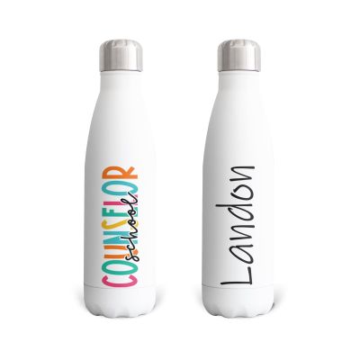 17oz Colored End of School Year Gift for Counselor, Graduation, Guide Insulated Water Bottle, Sublimation Personalized Gift for School Counselor, Stainless Steel Retirement Water Bottle with Lid