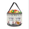 2 Pieces Halloween Trick or Treat Candy Bags,Chef Gnomes Cook Kitchen Quote Reusable Goody Bucket Collapsible Candy Tote Bag for Holiday Gift Basket Party Favor,Grid Gingham with Cotton Burlap view 1