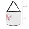 ZFUNCING 1 Piece Halloween Trick or Treat Candy Bags,Spring Pink Sakura Blossom Flowers Reusable Goody Bucket Collapsible Candy Tote Bag for Holiday Gift Basket Party Favor,Floral Garden Art on White view 2
