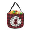 1 Piece Halloween Trick or Treat Candy Bags,Christmas Winter Snowman and Snowflake Reusable Goody Bucket Collapsible Candy Tote Bag for Holiday Gift Basket Party Favor,Rural Red Black Buffalo Plaid view 1